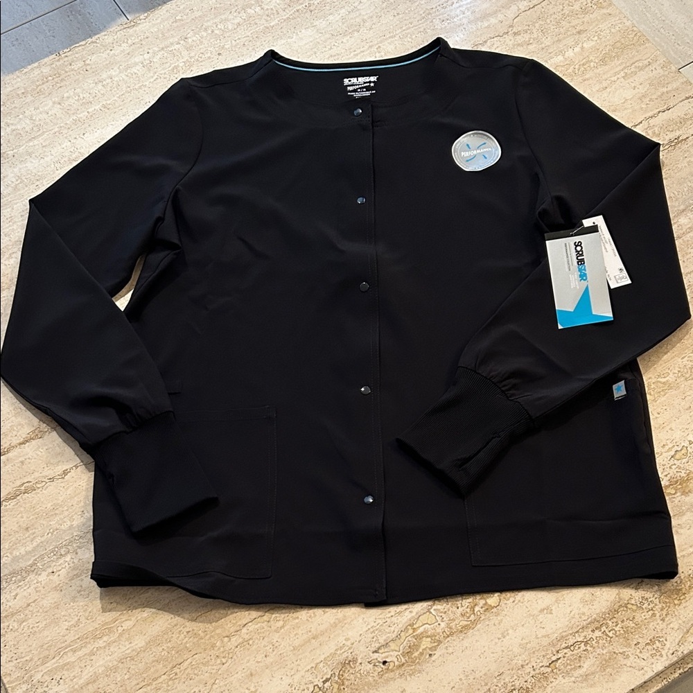 NEW 🆕 Scrubstar Scrub Jacket Black Snap-Front